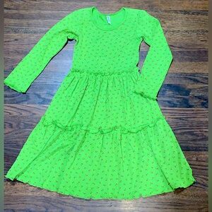 Girls Mignone Green Red Cherry Dress Size 12